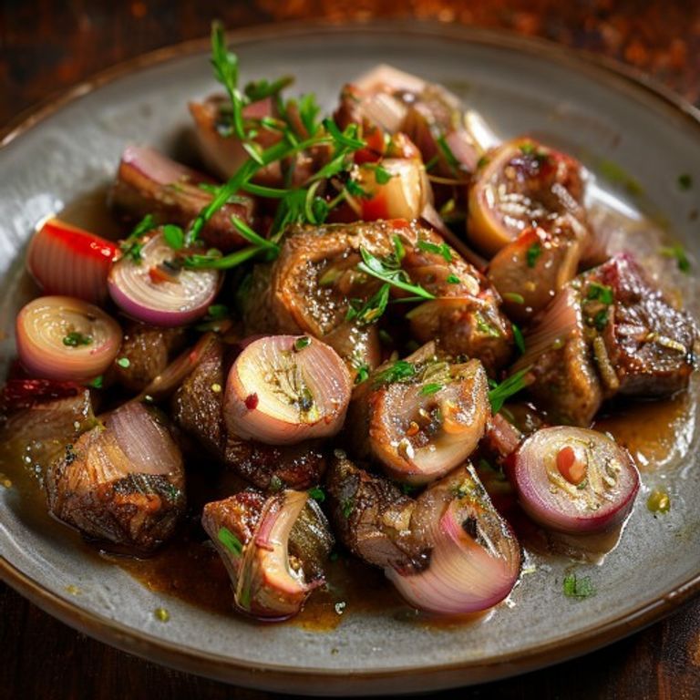 Agneau sauté aux oignons