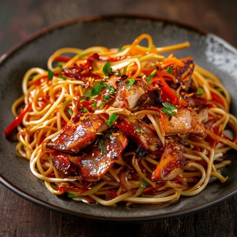 Nouilles sautées au canard rôti