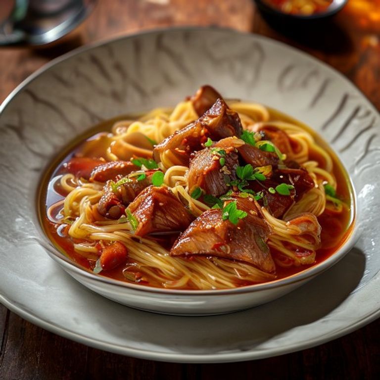 Nouilles au canard rôti en soupe