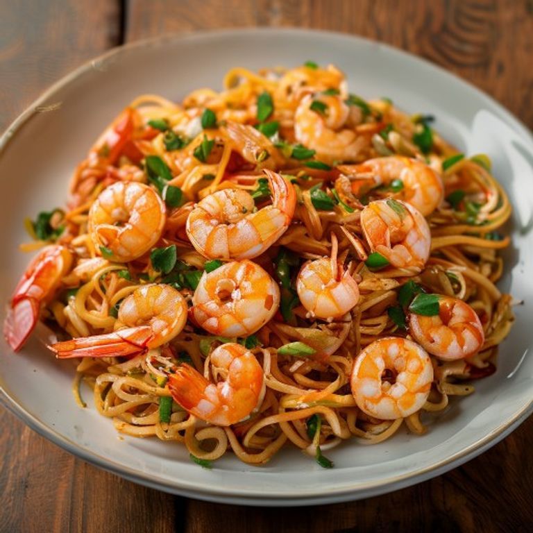 Nouilles sautées aux crevettes