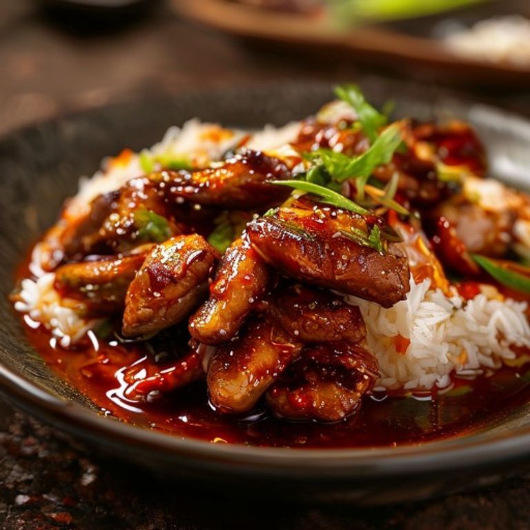 Riz au poulet sauce piquante (Yuxiang)
