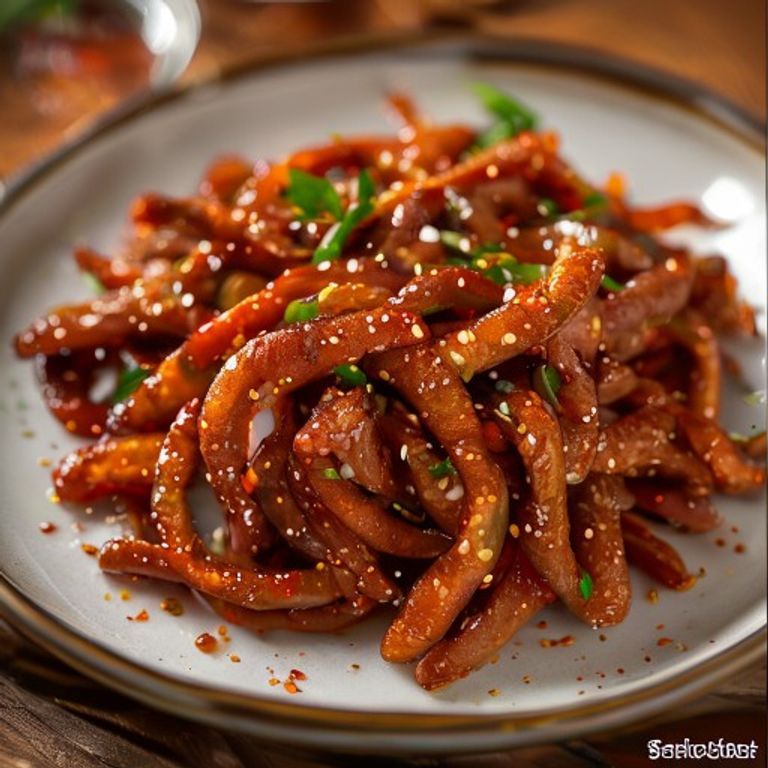 Boyaux de porc sautés épicés