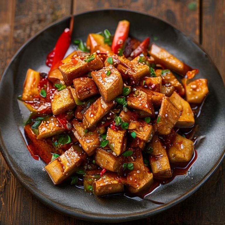 Tofu sec sauté aux piments