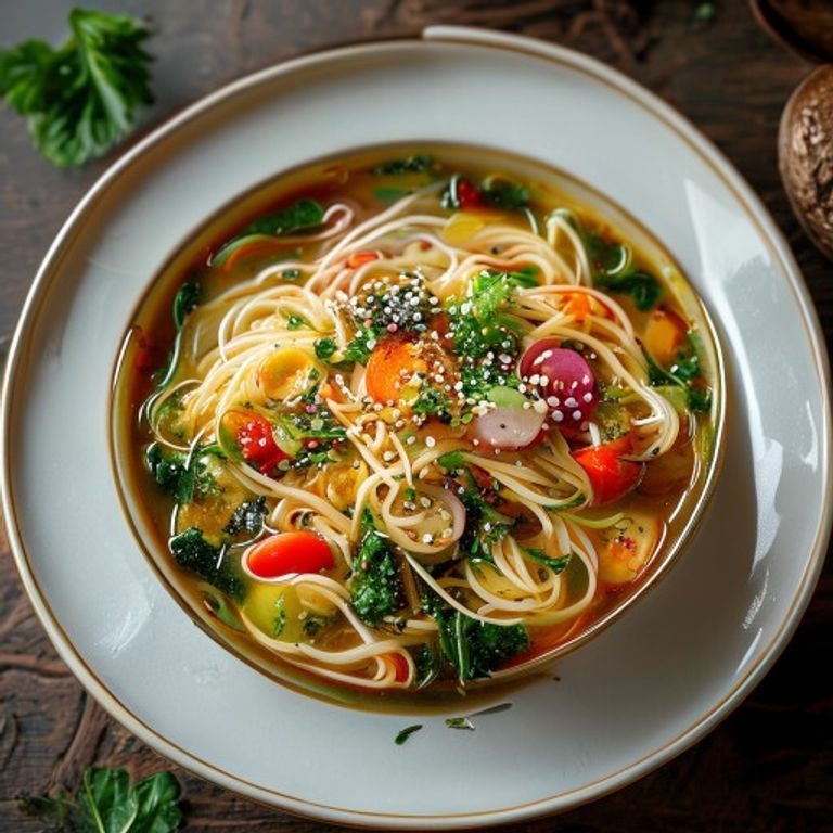 Nouilles aux légumes en soupe